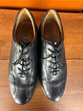 Ecco Men's Black Leather Lace-Up Oxfords New Classic City Golf Shoes